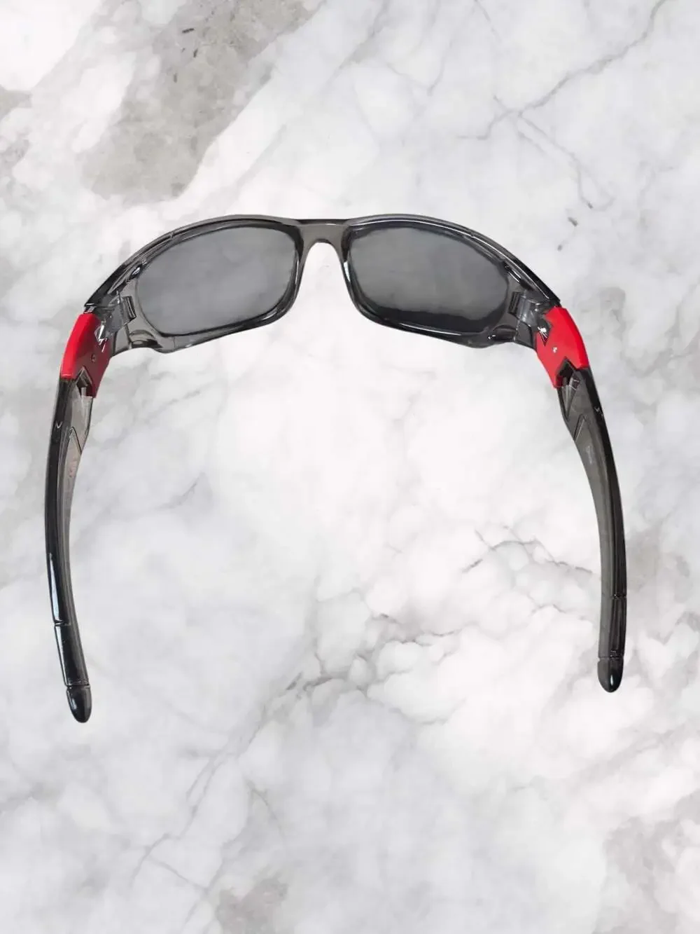 Unbranded Wraparound Sports Biking Sunglasses with Grey Frames and Red Accents